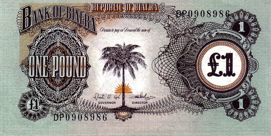 Biafra one pound bank note, circa 1947